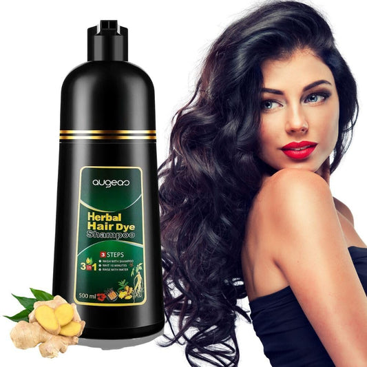 Champú Instantáneo Para Teñir el Cabello Negro (Herbal Hair Dye Shampoo 3 en 1 – 500 ml) | AUGEAS