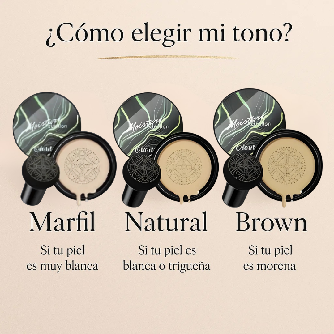 Base Compacta Moisture Cushion Olanly – Acabado Natural y Ligero